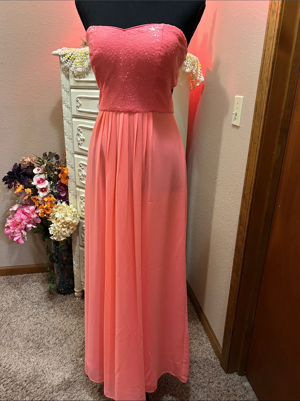 Strapless Coral Pink Special Occasion Dress NWOT